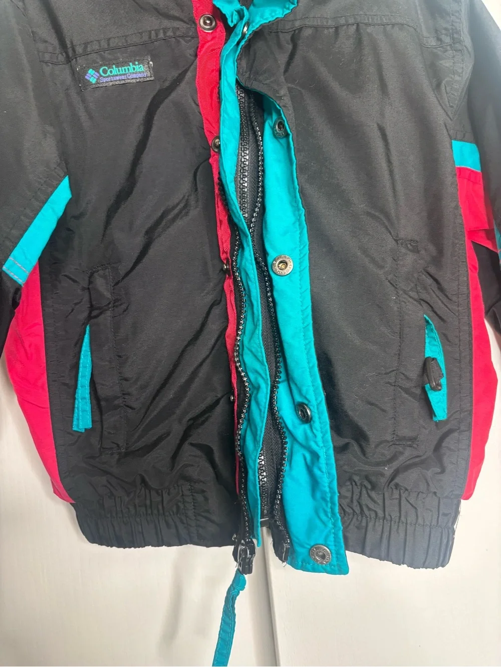 Columbia Kids Black Jacket with Teal & Pink Accents xs